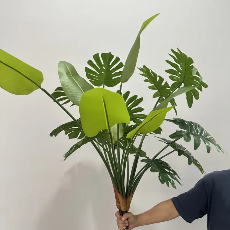 Hotel Decoration Artificial Monstera Leaf Plastic Green Plant Bundle Hall Decorative Simulation Paradise Bird Leaves Plants
