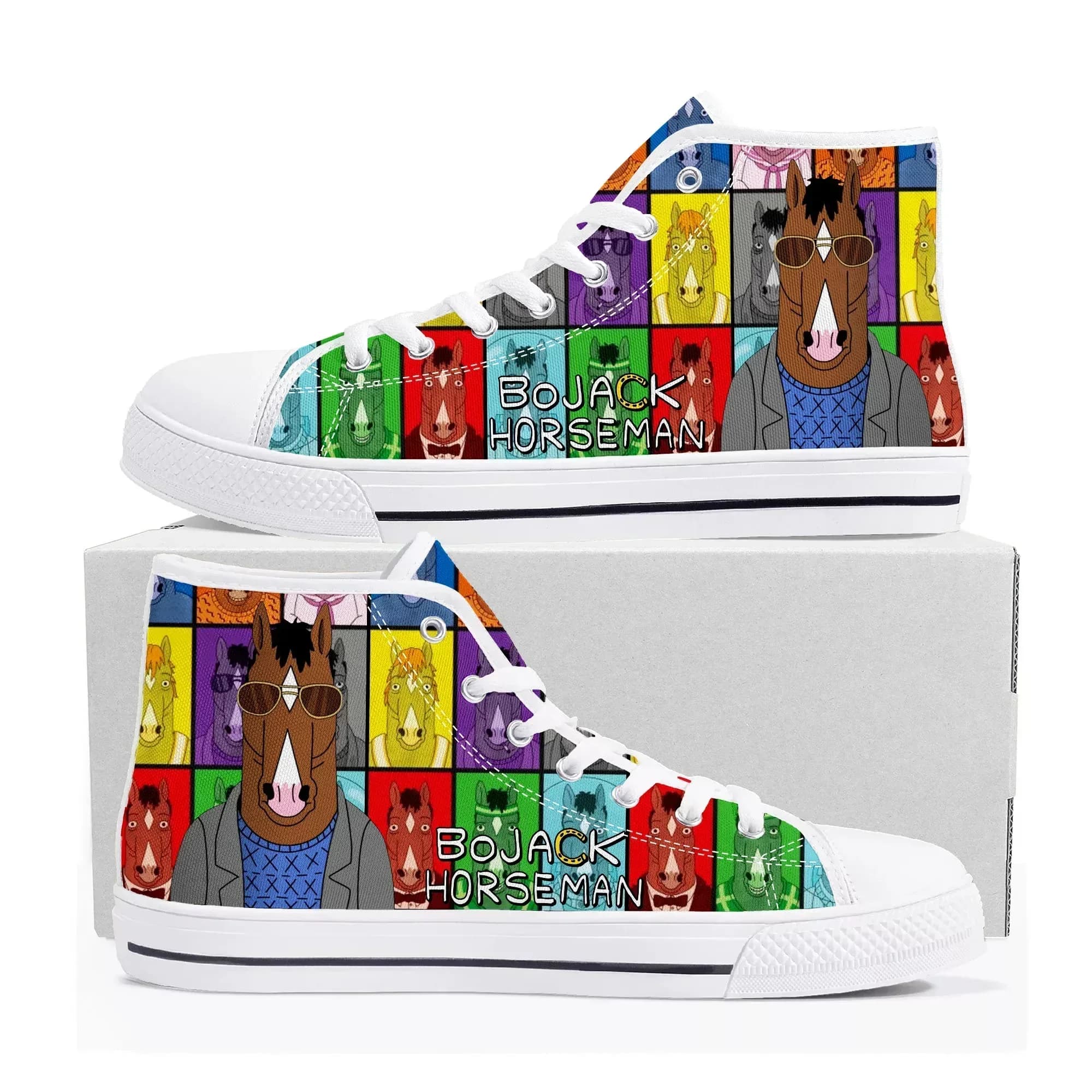 Horse Man High Top Sneakers Mens Womens Teenager BoJack High Quality Canvas Sneaker Comics Manga Couple Customized Shoes