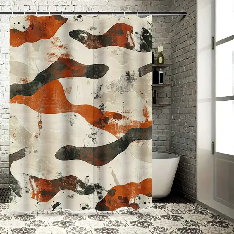 Tenda da doccia moderna per bagno, tessuto impermeabile, stampa artistica, decorazioni per la casa, set di tappetini da bagno impermeabili personalizzabili di grandi dimensioni