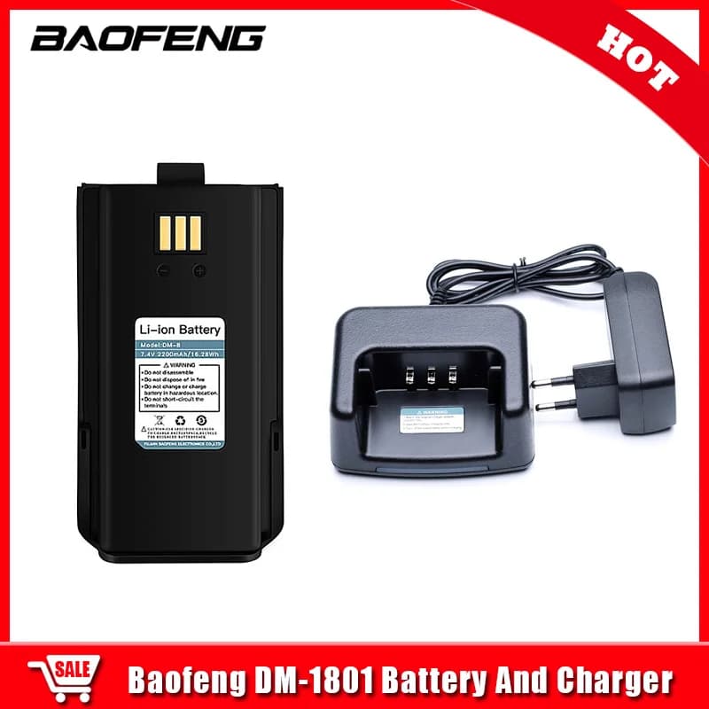 BAOFENG originale DM-8 batteria agli ioni di litio e caricabatterie per Walkie Talkie DM-1801 2200mAh caricabatterie opzionale parti Radio bidirezionale
