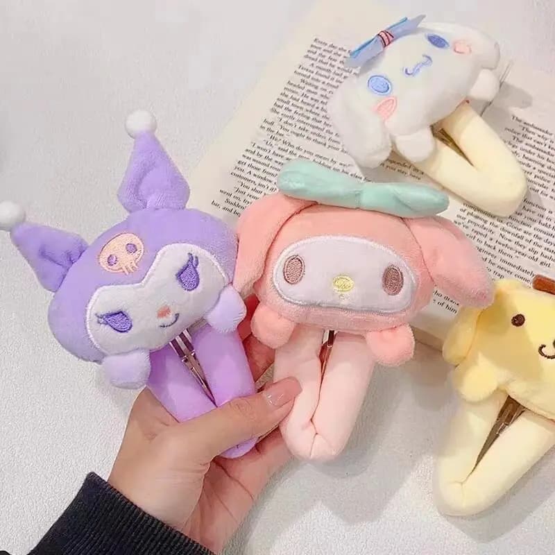 Fermaglio per capelli Kawaii Sanrio My Melody in peluche, grazioso e versatile, con clip laterale per frangia, regalo di compleanno creativo