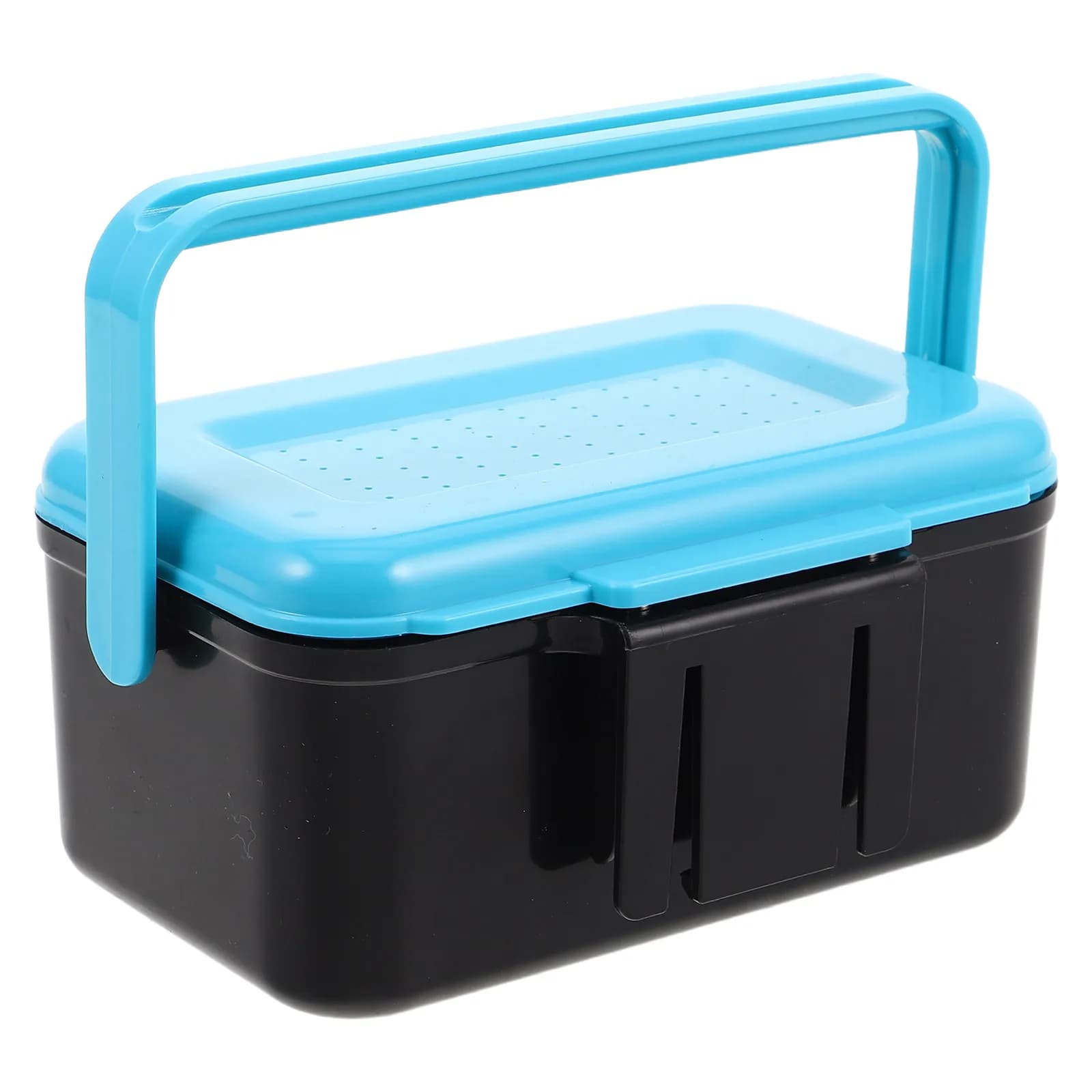 Scatola da pesca 1 pz con manico blu, contenitore multifunzionale per vermi vivi, vermi rossi, organizer portatile per attrezzatura da pesca, custodia porta esche