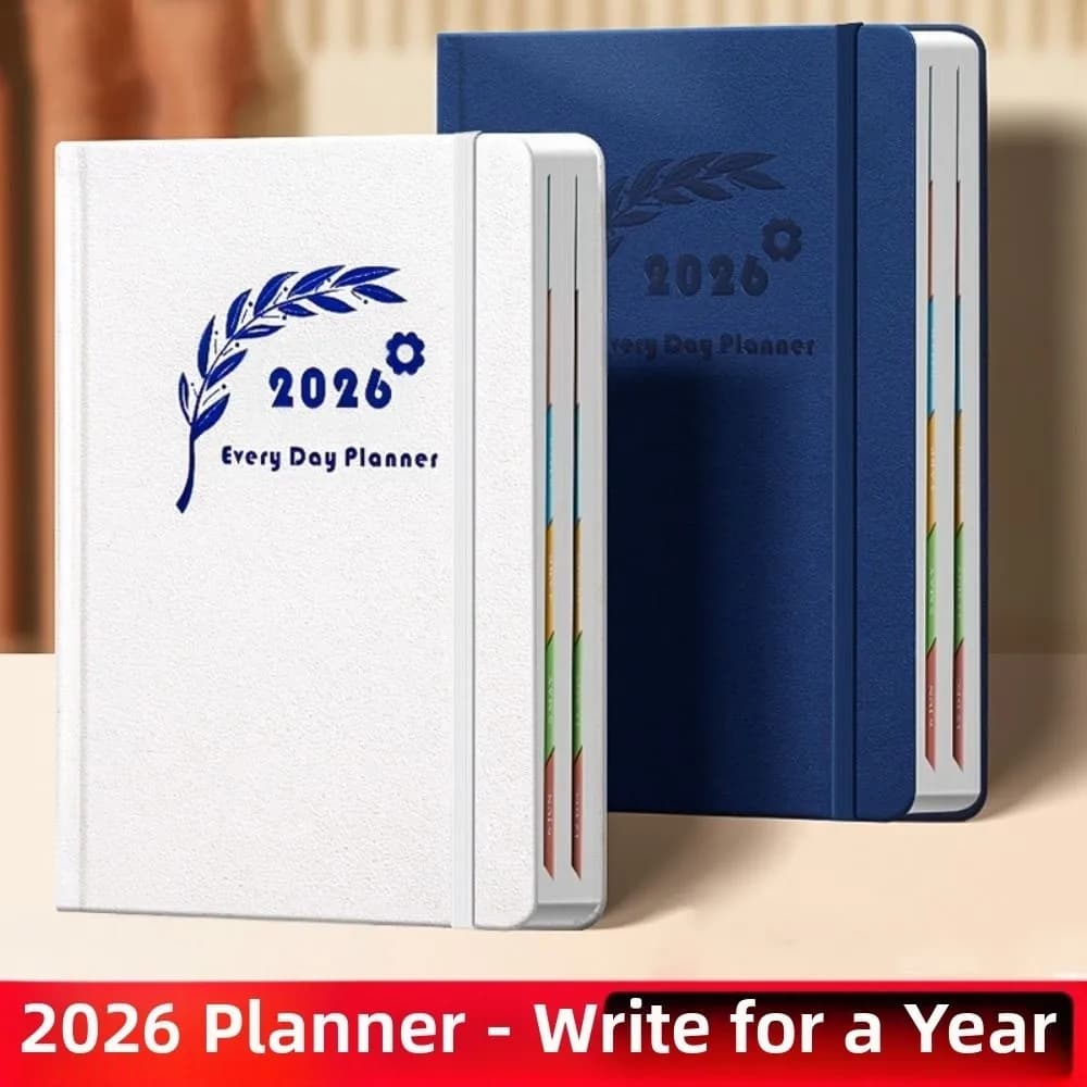 Agenda Planner 2026 in Inglese, Blocco Note Resistente all'Usura, Efficiente, Formato A5, con Segnalibro e Carta Spessa