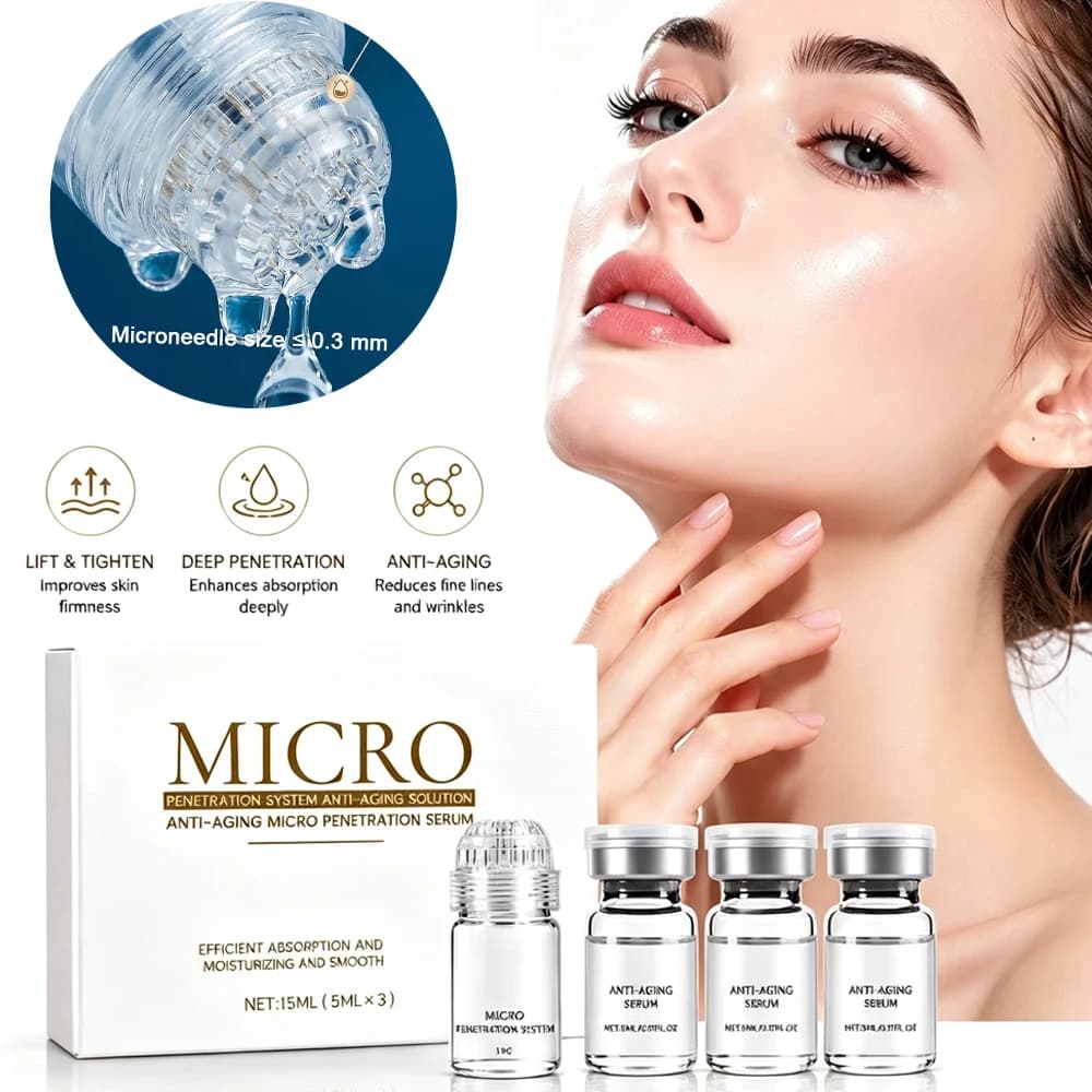 Collagen Anti-Wrinkle Skin Booster 0.3mm Microneedle Essence Hydrating Firming Pore-Cleaning Moisturize Whitening Skincare Set