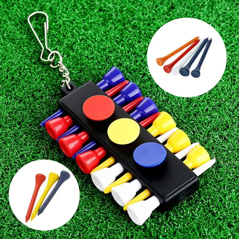 Portable Golf Accessory 1Set Plastic Tee Holder Carrier Keychain 3 Ball Markers Mini Keyring Clip Bag Sport Gift For Players
