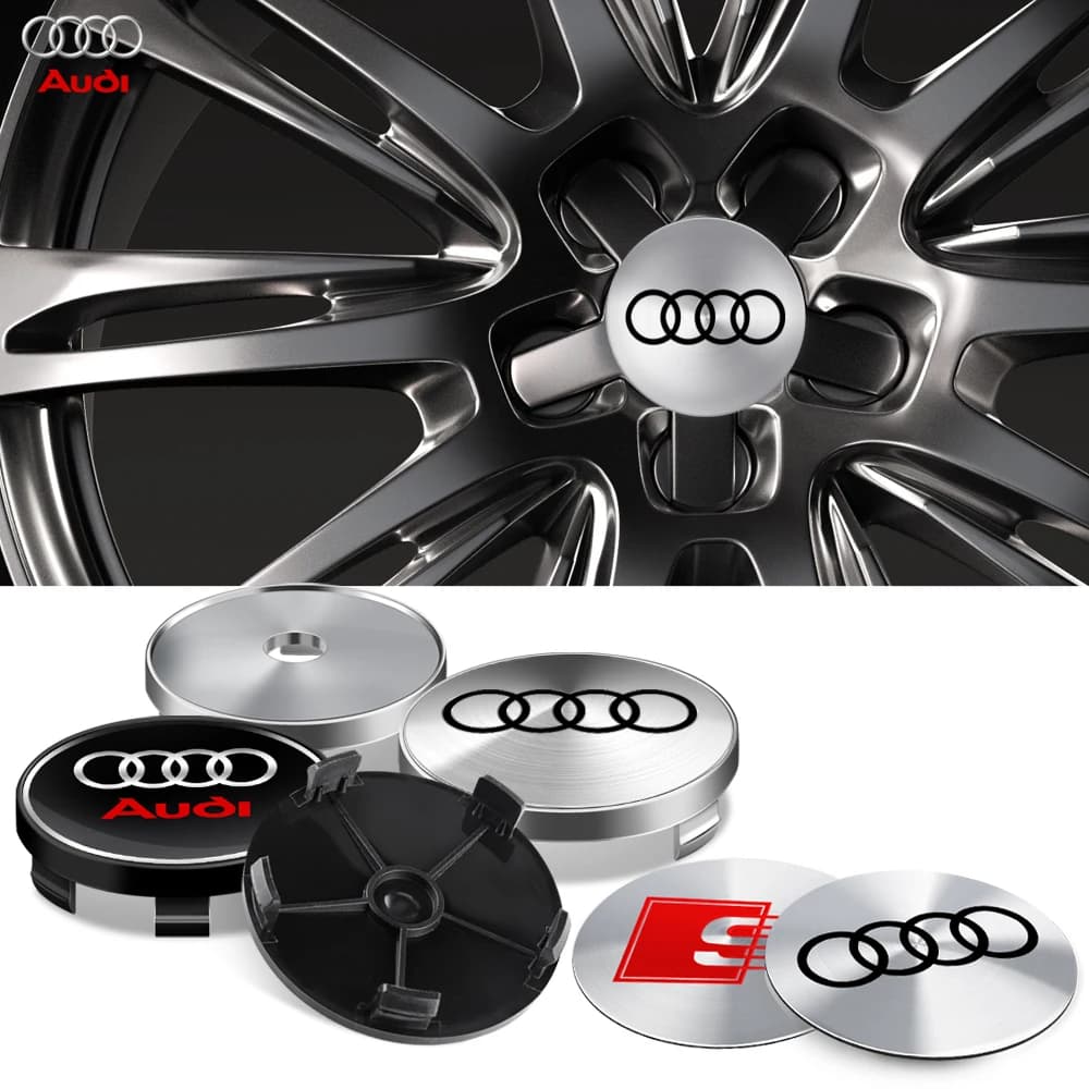 4PCS 60/63/68MM Car Styling Wheel Center Badge Hub Caps Cover For AUDI S RS Sline TT S3 S4 S5 S6 A3 A4 A5 R Quattro A6 A7 S7 A1