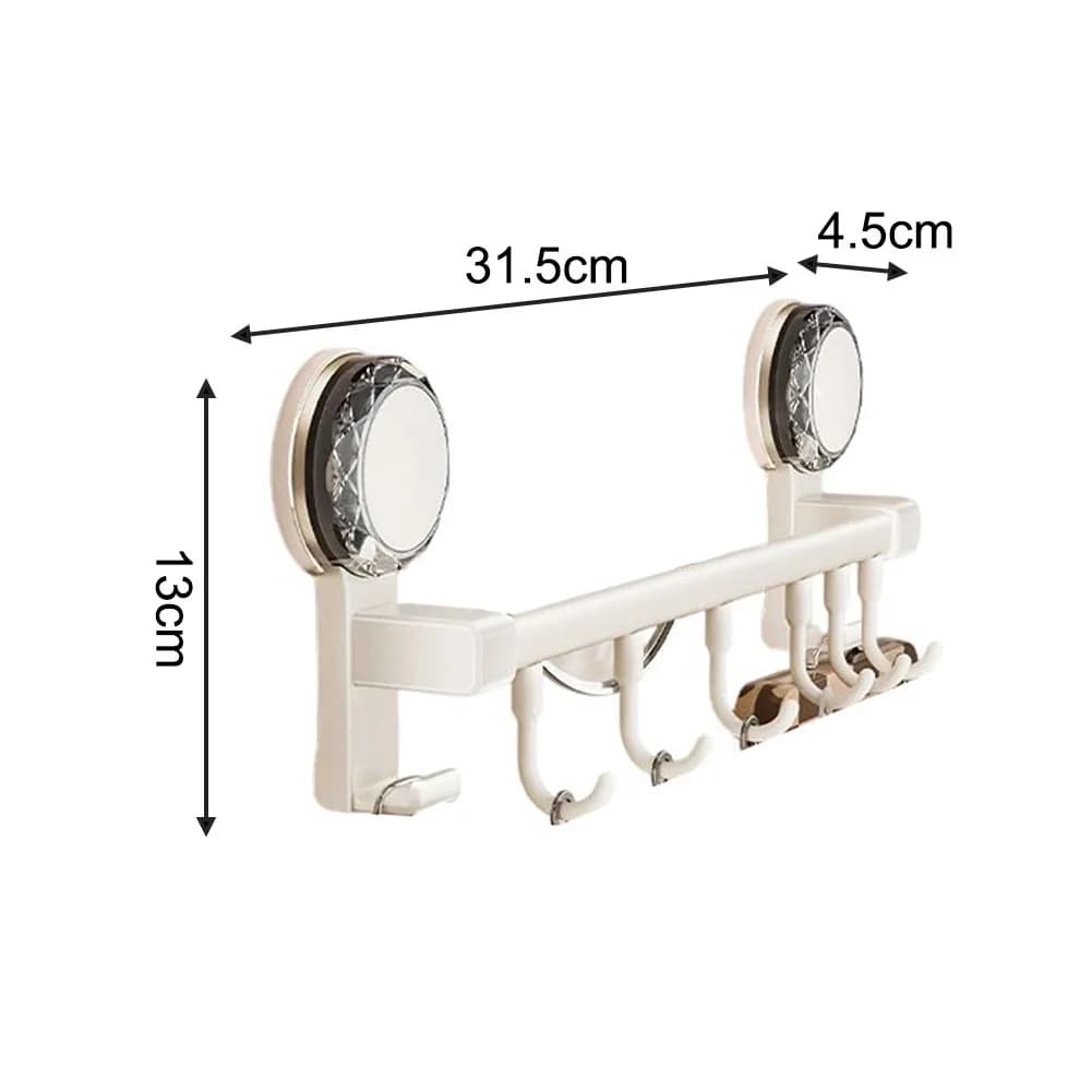 Strong Adhesion Suction Cup Hook Rack for Kitchen Walls No Tools Needed for Installation 31.5 41.5 51.5cm Sizes White Grey