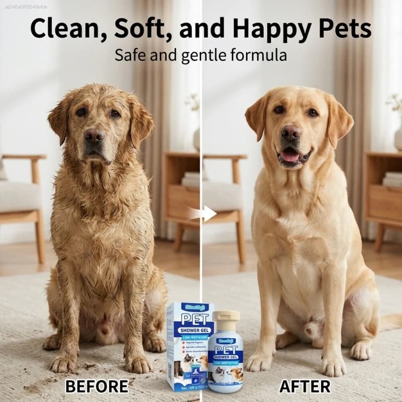 Long-Lasting Deodorizing Pet Shampoo — Deep-Cleansing Bath Wash for Cats and Dogs, Leaving Fur Smooth and Shiny