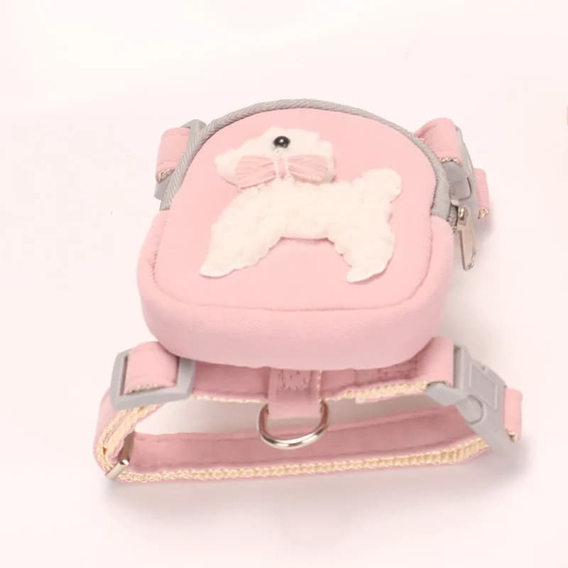 Pet Self Backpack Harness Leash Set Adjustable Chest Strap For Small Dogs Cats Outdoor Walking Puppy Safety Traction Supplies