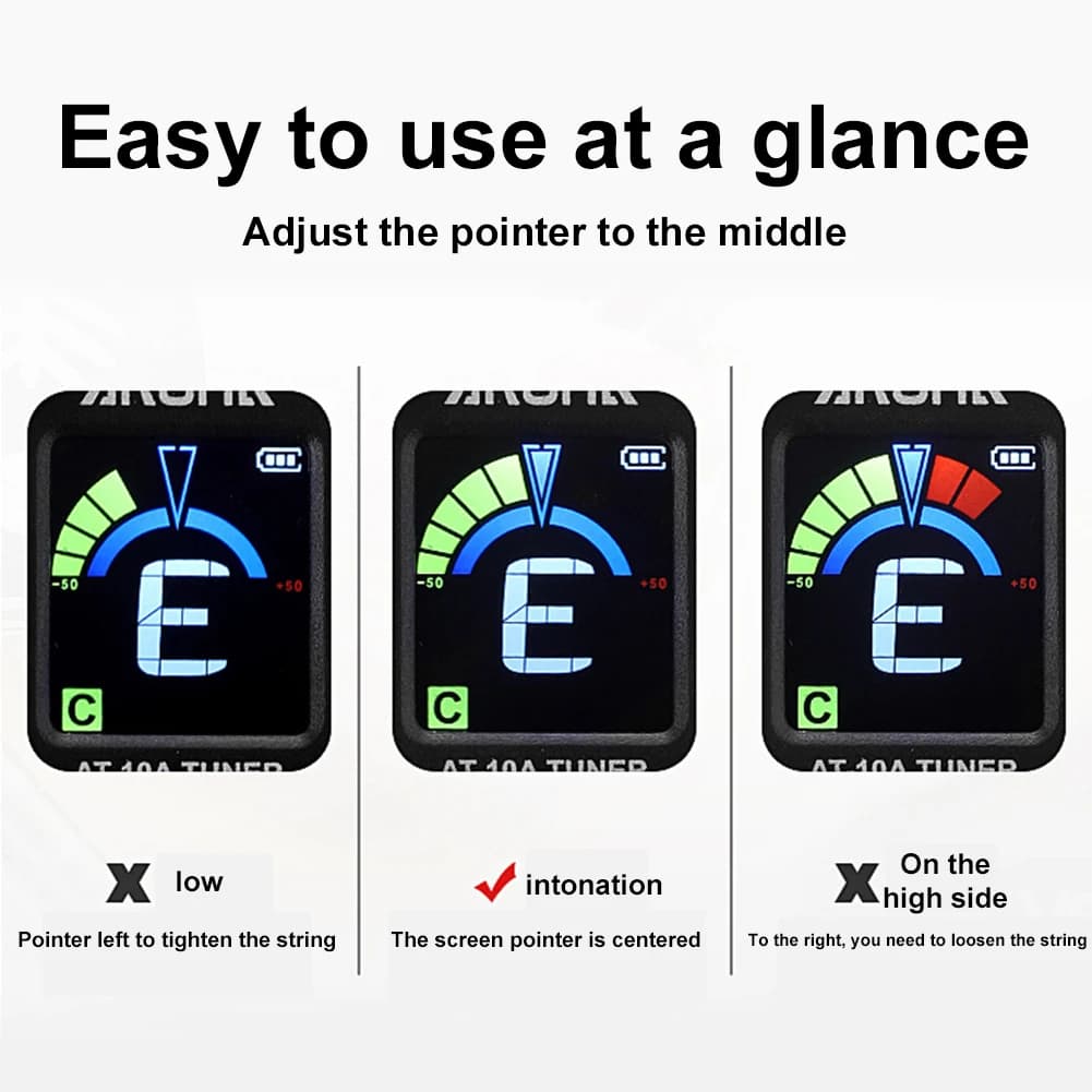 Guitar Tuner Foldable Rotatable Digital Electronic Tuner Acoustic Guitar Tuner for Acoustic/Electric Guitar Ukulele Violin Bass