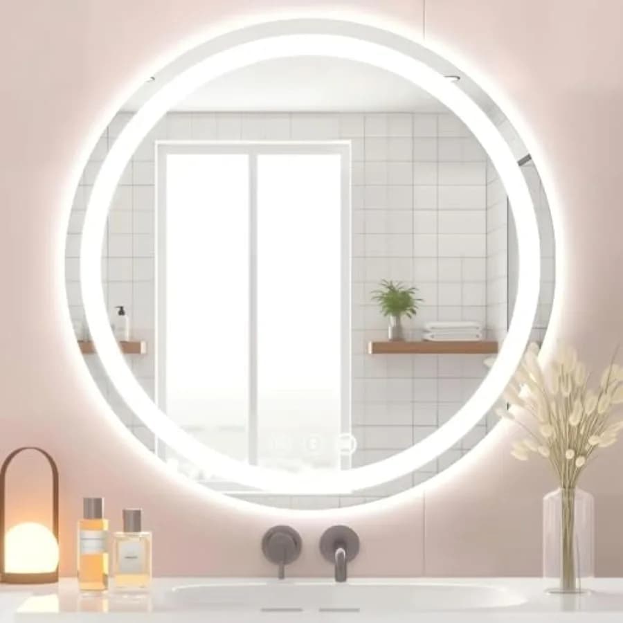 Specchio da Bagno LED con Luci, Antiappannamento e Illuminazione Tricolore - Specchio da Rasatura a Parete con Sensore Touch Impermeabile Smart