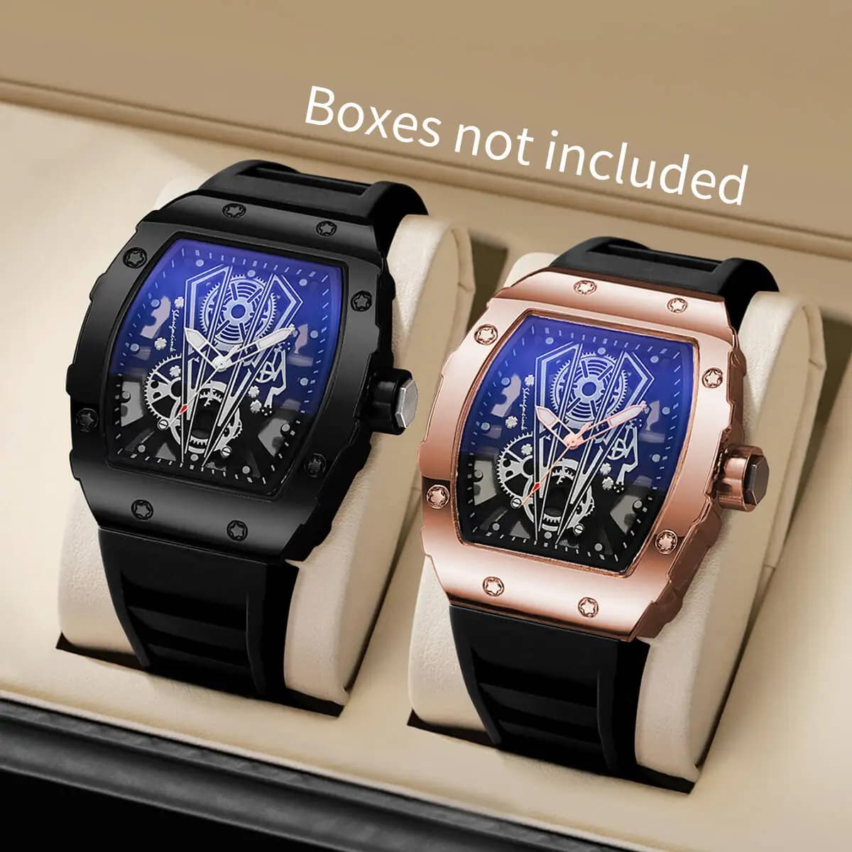 1/2 pcs luxury dial large quartz watch for men casual silicone strap men's sports watches Reloj Hombre (without box)