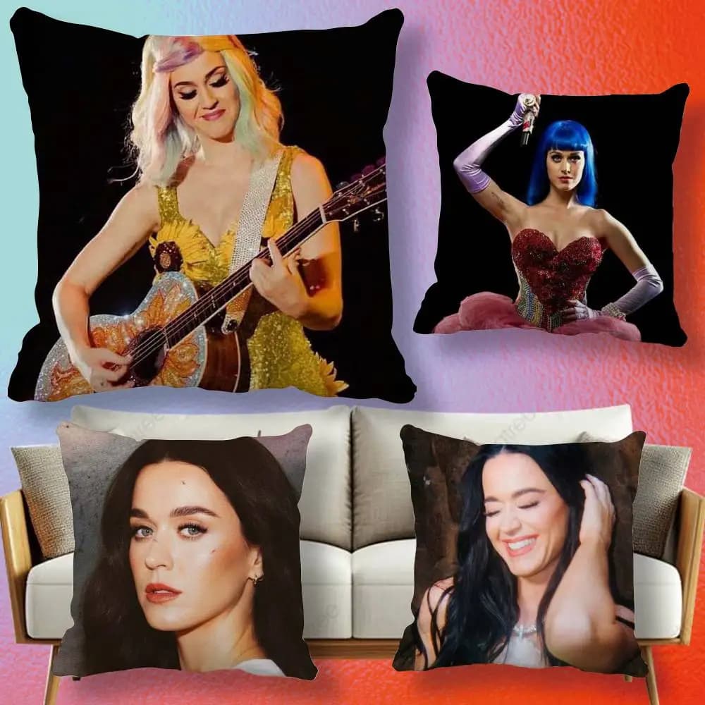 American S-Singer K-Katy P-Perry Double-sided printed pillow cover Solid color minimalist pillowcase, fits all bedroom styles