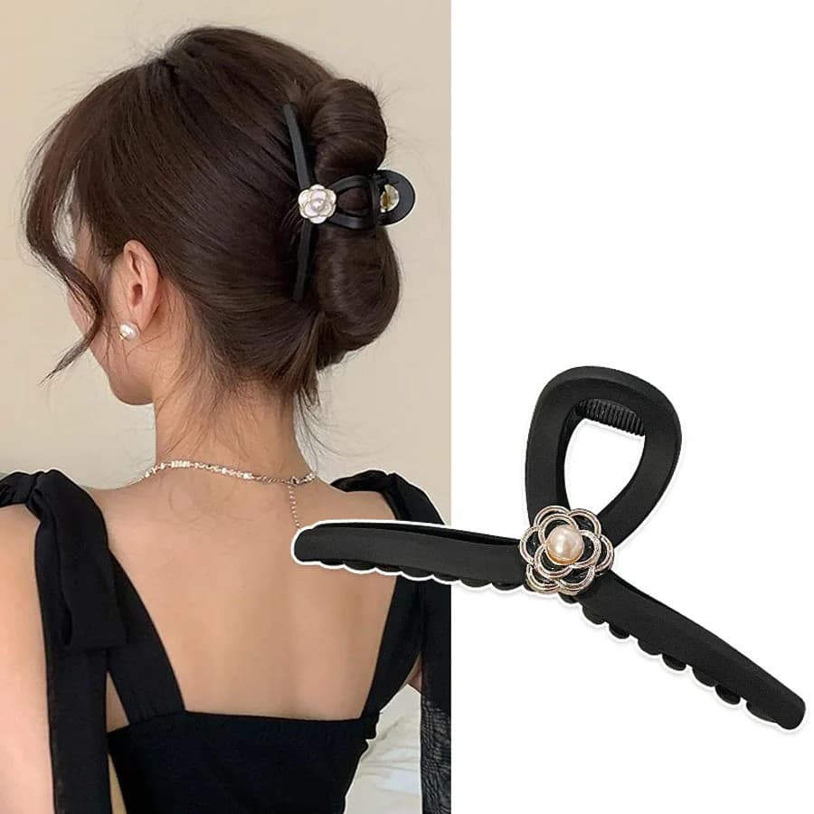 1pcs Matte Floral Grab Clip, Large Elegant French Hair Clip For Back Head Updo, Premium Non-slip Shark Hair Grip