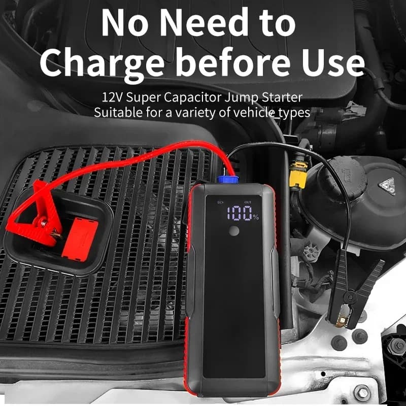 Avviatore d'emergenza portatile a supercondensatori 2026 per auto, alimentatore di avviamento elettrico, attrezzatura di soccorso per auto familiare, Jump Starter
