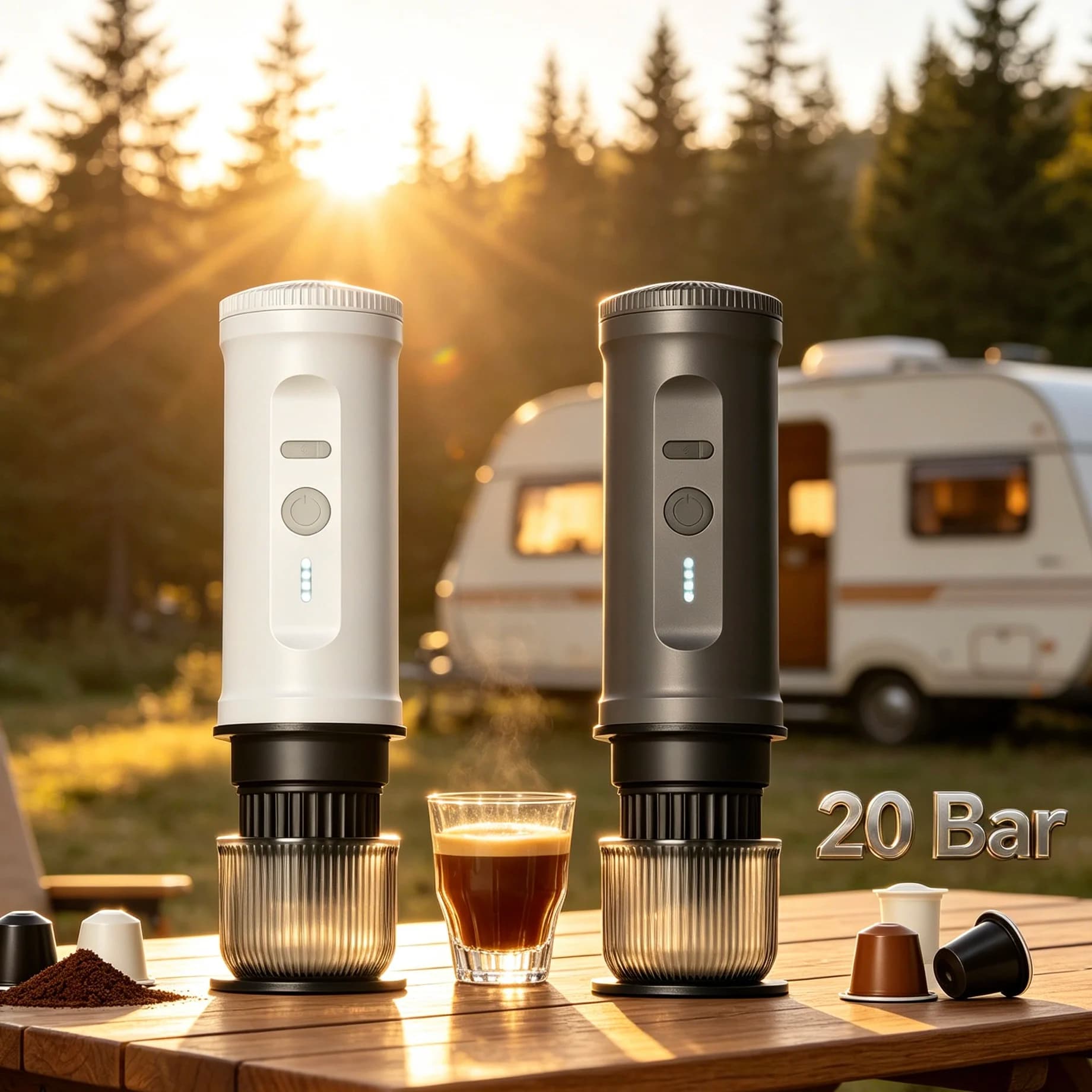 Outdoor Travel Camp RV Portable Coffee Maker with Heating USB Charged Heated Use Small Espresso Capsule Coffee