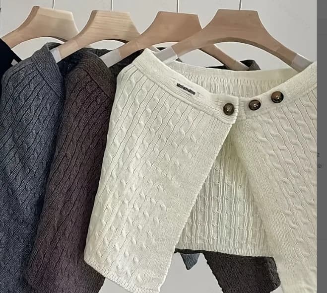 Women Cable Knit Wrap Skirt, Knitted Waist Layering Cover Up, Irregular Overlay Shawl, Knit Waist Cover