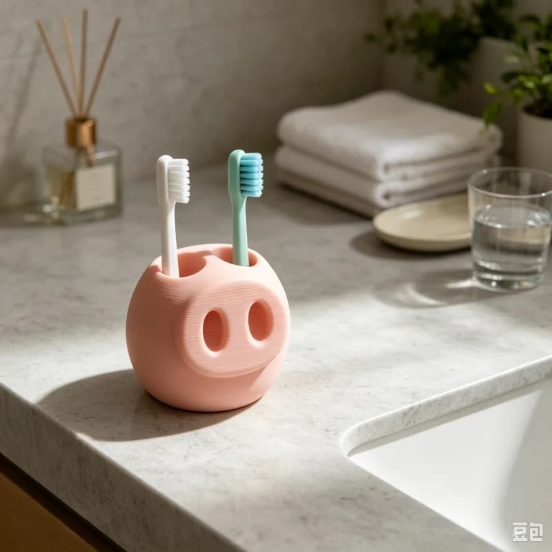 3D‑Printed Pig Nose Toothbrush Holder, Plastic Cute Cartoon Bathroom Storage Organizer, Creative Countertop Toothbrush Stand
