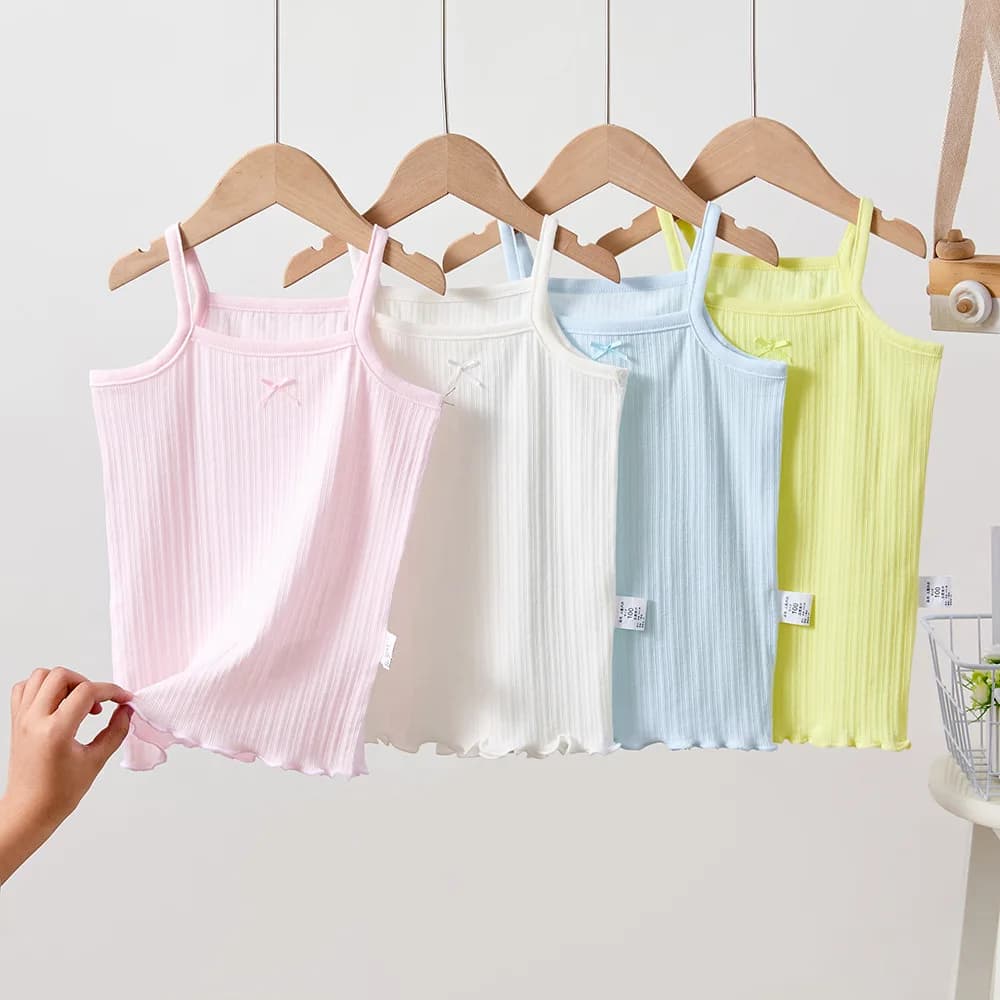 2 pz/lotto Ragazze Canotte Colore Della Caramella Magliette e camicette per I Bambini Traspirante Bambini Canotte Adolescente Casa Pigiama Biancheria Intima per I Ragazzi Camicette