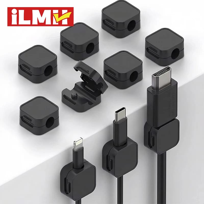 iLMH Non magnetic and durable Clip for Adjustable Cables, Organizer Wall decal Under Desk, For Home, Office, Car, Wall, Desk