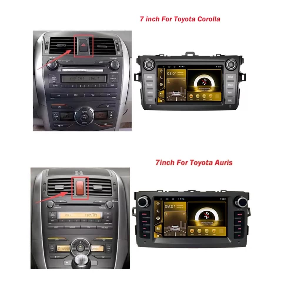 7 Inch Car Radio For Toyota Corolla E140/150 2007-2013 For Toyota Auris E150 2006-2012 CarPlay Android Auto GPS Navigation WIFI