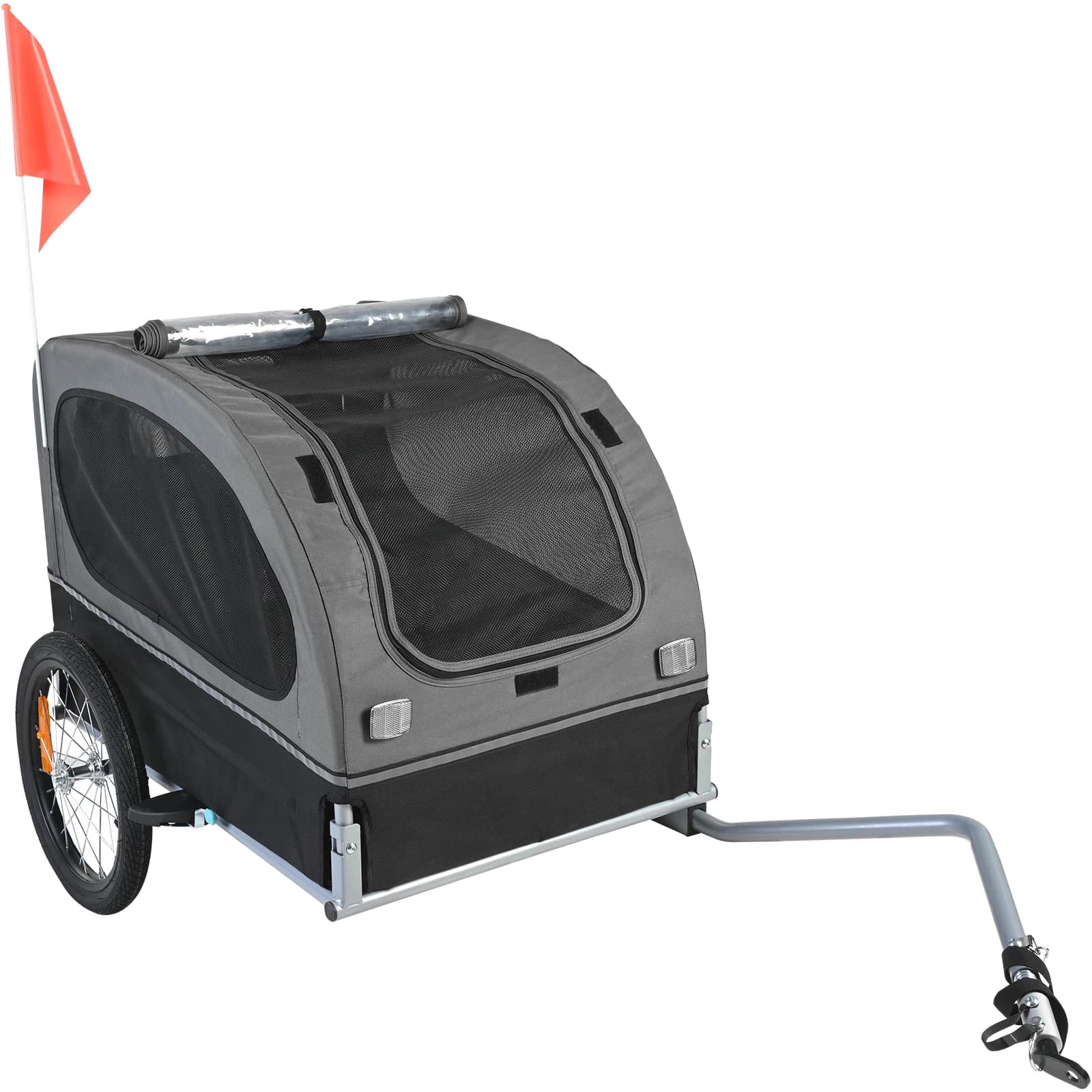 SucceBuy 88lbs Dog Bike Trailer Pet Cart Bicycle Carrier with Wheels Coupler Reflectors Flag Collapsible to Store for Dogs