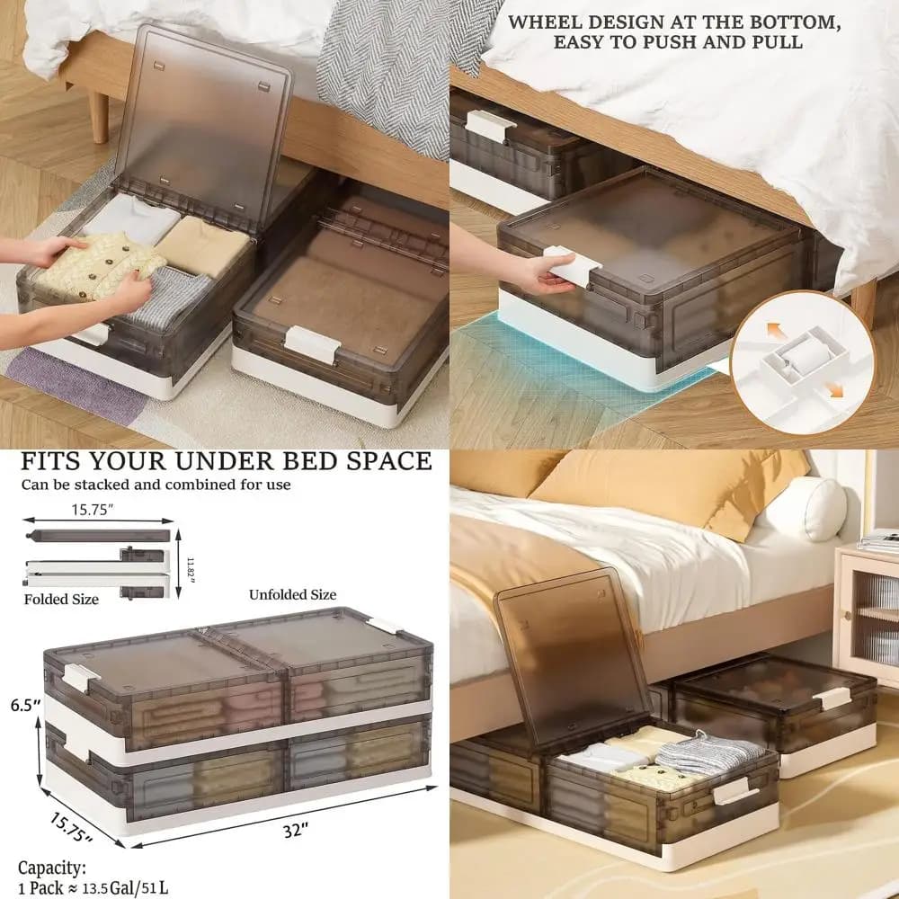 11.5 Gallon Stackable Plastic Sublet Boxes with Wheels for Clothes, Shoes and Bedlinen