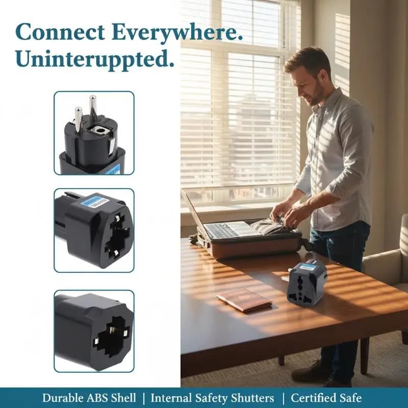 2In1 Copper Plug Adapter AU UK US to EU Universal Germany France Indonesia Russia Home Office International Travel Solution
