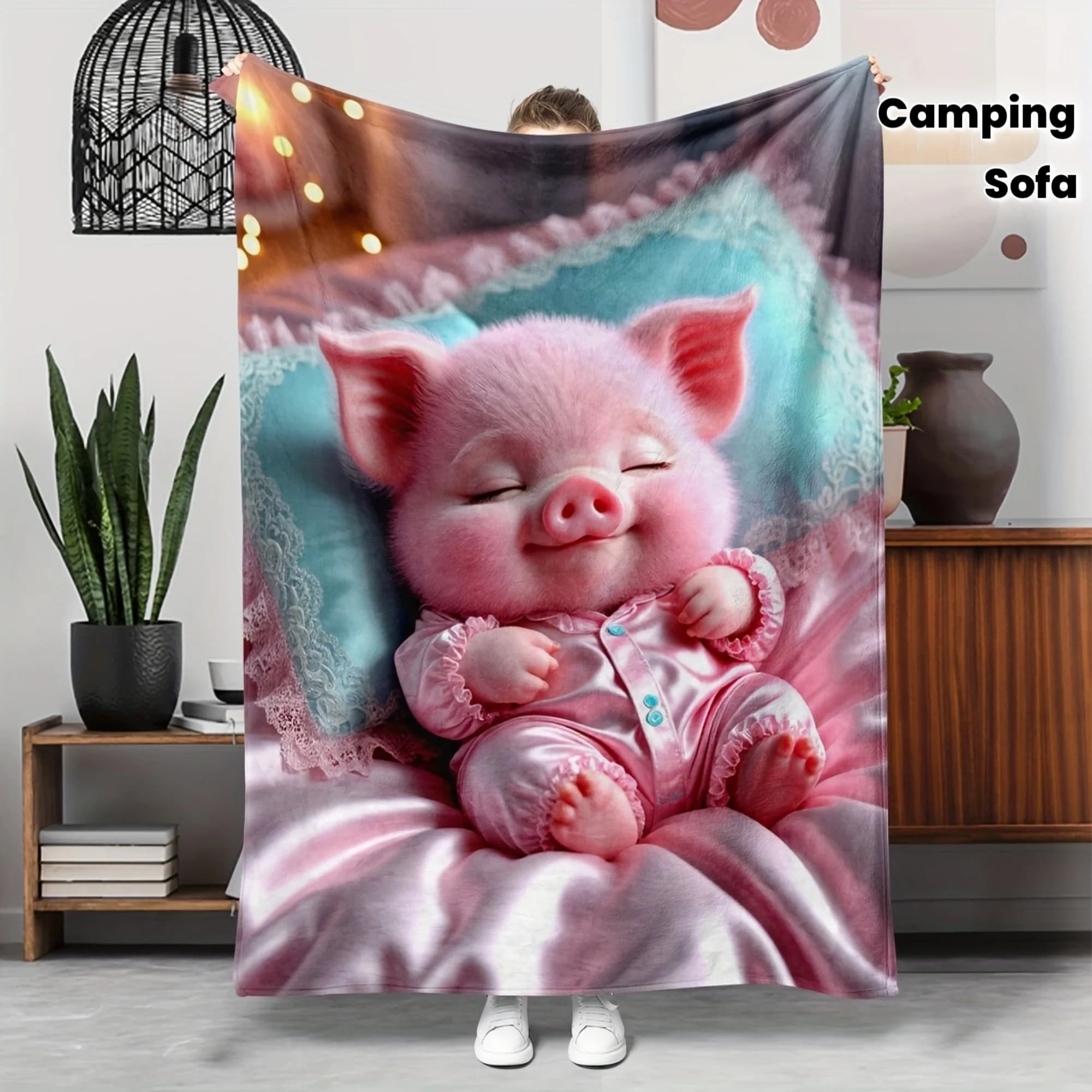 Super Cute Baby Pig Nursery Throw Blanket Cozy Kawaii Cartoon Plush Decor Couch Sofa Cover Gift for Kids Baby Animals