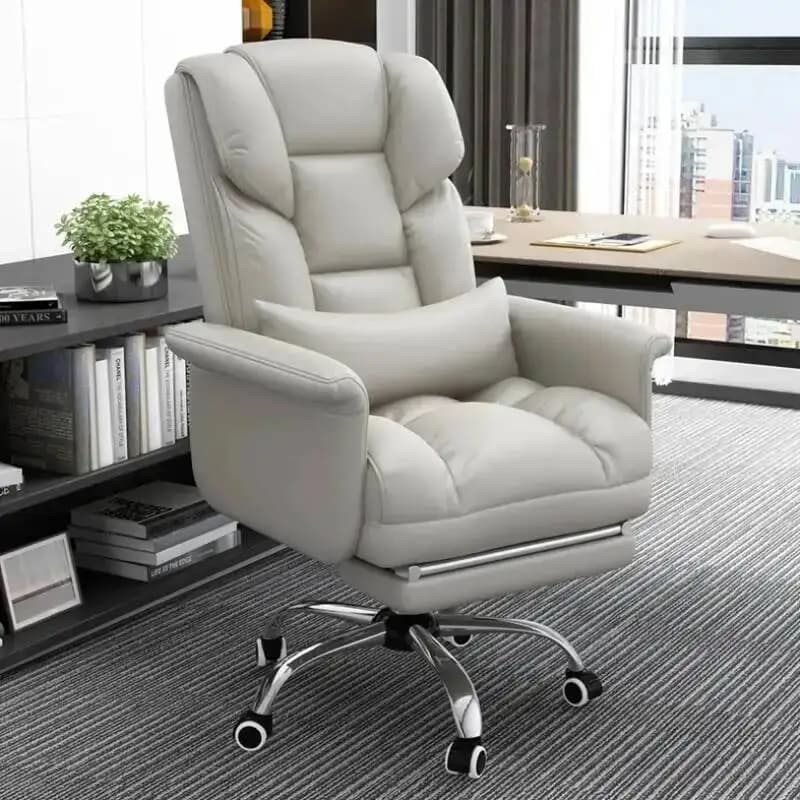 Sedia da ufficio grigia con braccioli, moderna, con poggiapiedi, comoda, di design, con rotelle, per gaming, design ergonomico, Silla Oficina, mobili per ufficio