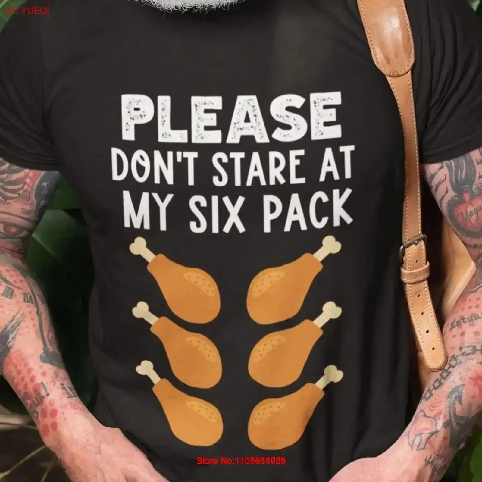 Funny Chicken Wings T Shirt Legs s Please Don't Stare at my Six Pack Check Out Sarcastic Present Humorous vintage Washed Soft