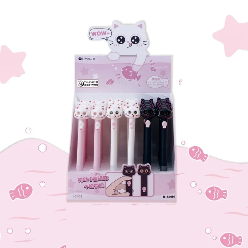 36pcs/lot Creative Cat Press Gel Pen Cute 0.5mm Black Ink Neutral Pens For Writing Office School Supplies