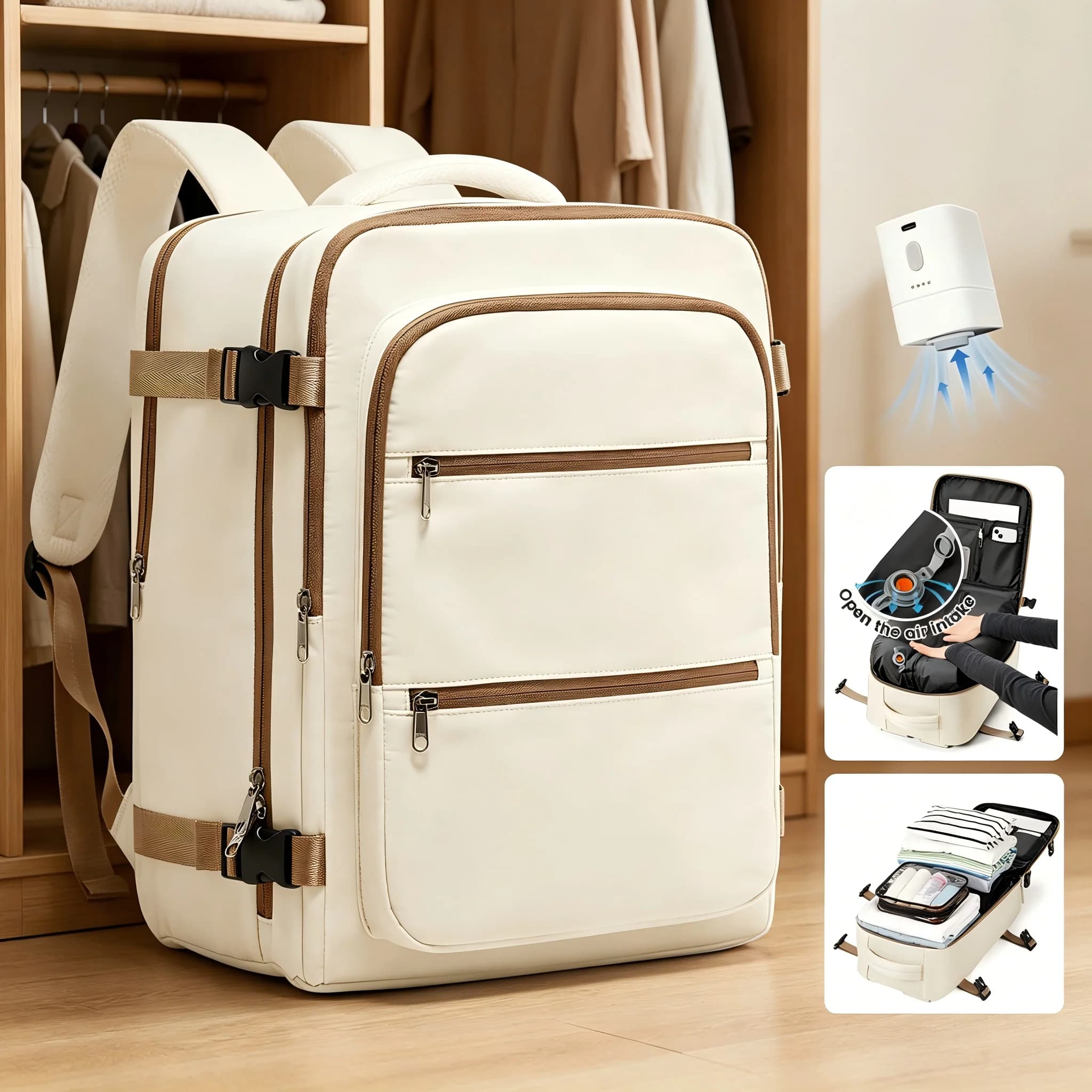 Vacuum Backpack Carry-on Luggage 40x30x20 Ryanair Vueling Wizzair Easyjet Airplane Travel Backpack Cabin Bag Laptop Backpack