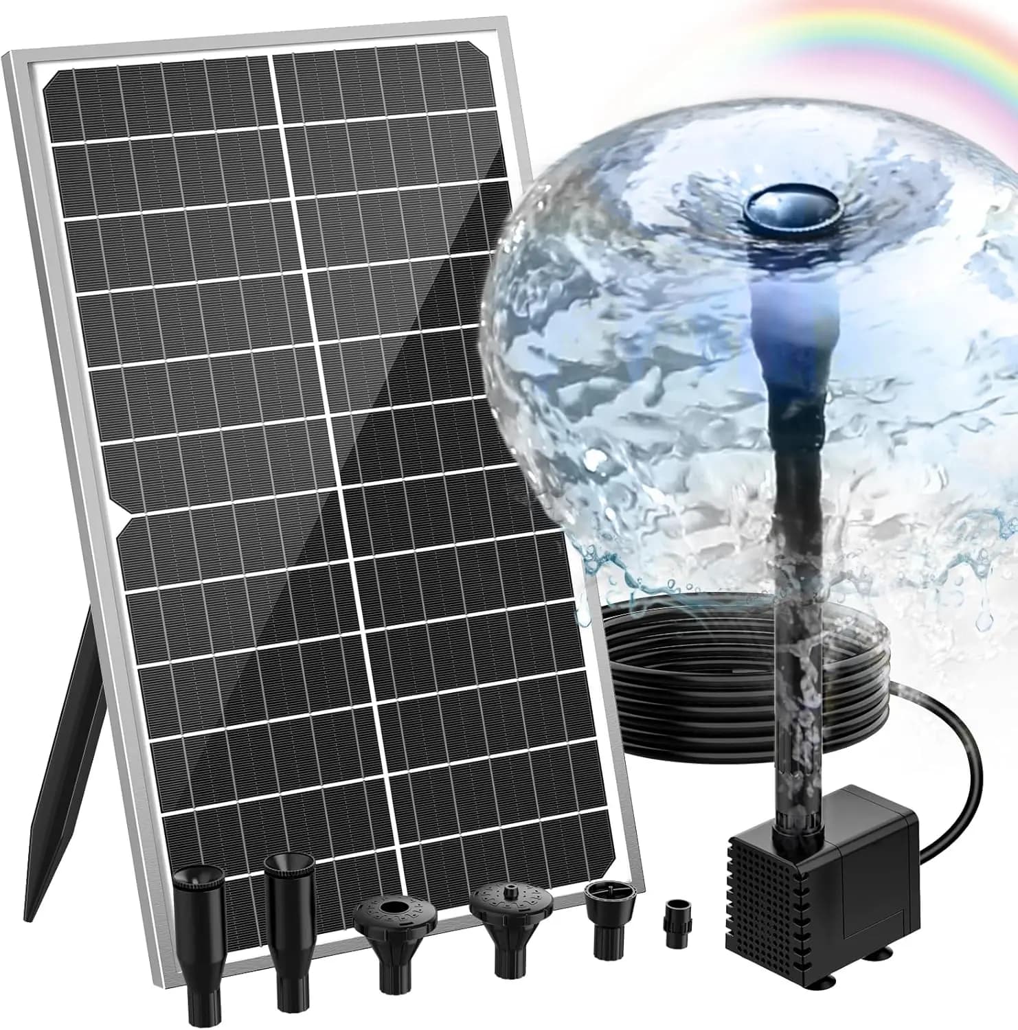 Kit Pompa Solare 15W per Vasche per Uccelli, Piscine, Giardini, Laghetti per Pesci con Pannelli in Vetro Migliorati
