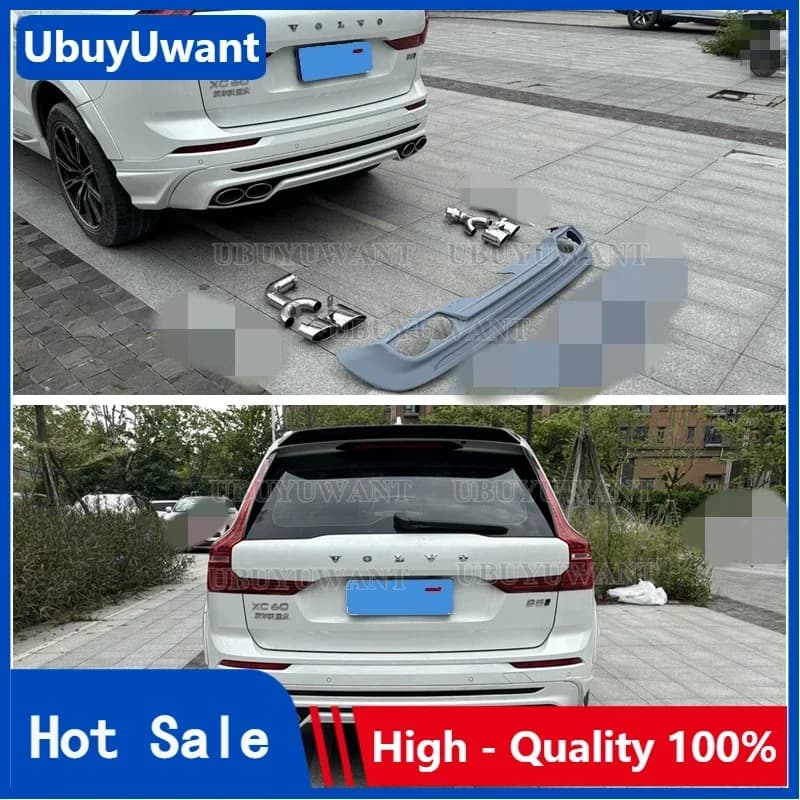 For Volvo NEW XC60 ABS REAR BUMPER TRUNK LIP SPOILER DIFFUSER With Exhaust Tips For XC60 2018-2025