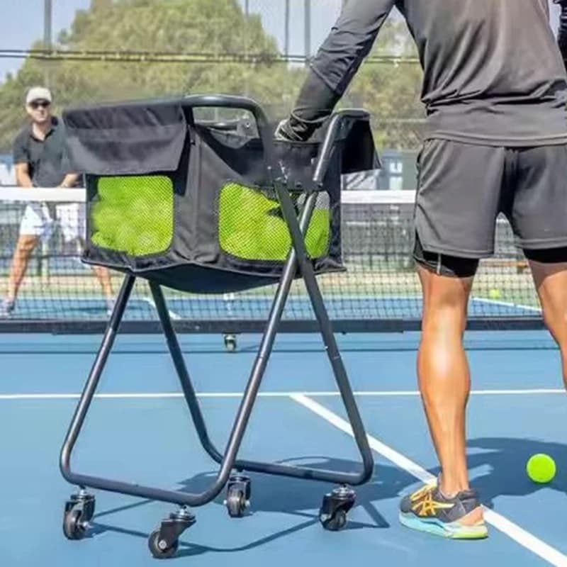 Carrello Pieghevole per Palline da Tennis, Contenitore Mobile Professionale per Palline da Tennis, Cesto Portapalline di Grande Capacità per Pickleball, Cesto in Ferro per Stoccaggio