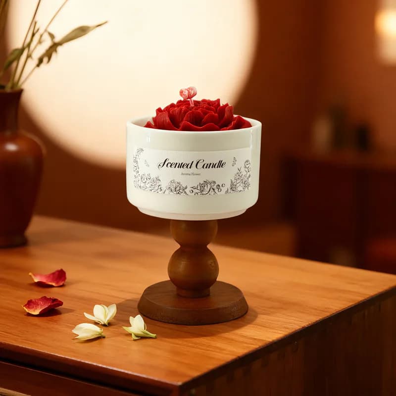 Premium Handmade Ceramic Floral Scented Candle Gift Set