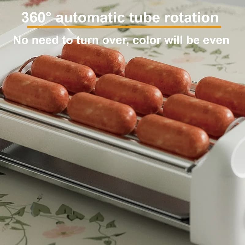 550W Home Automatic Sausage Machine Barbecue Machine Hot Dog Skewers Non-stick Barbecue Grill Steak Frying Pan Kebab Grill