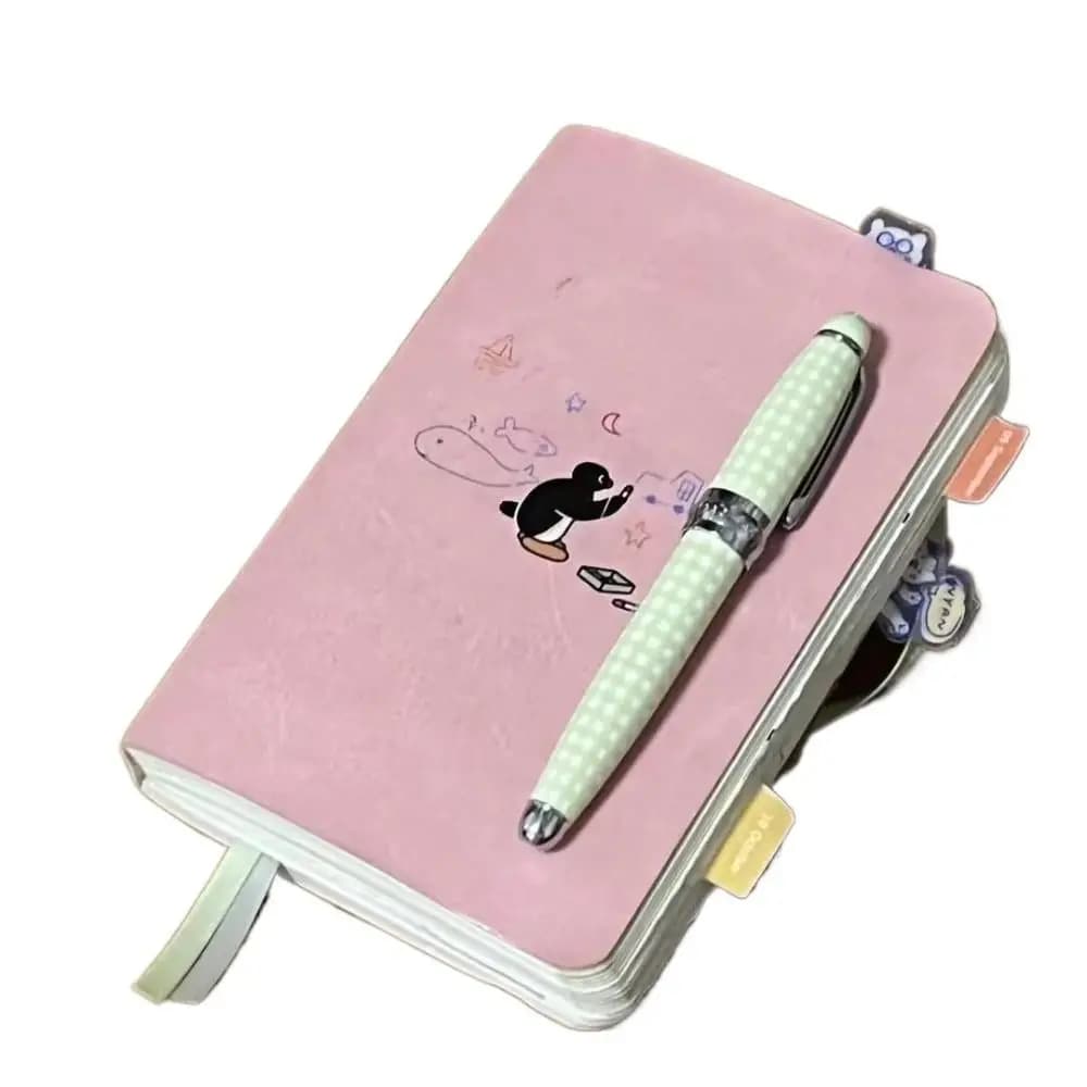 Notebook con pinguino dal design carino, portatile, stile semplice, pianificatore di pinguino, pagine vuote, copertina rigida, organizzazione personale, studente