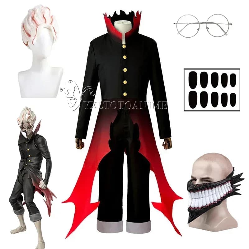 Dandadan Okarun Ken Takakura Costume Cosplay Parrucca Turbo Granny Powers Collare nero Uniforme Ricci Capelli corti Vestito da festa di Halloween