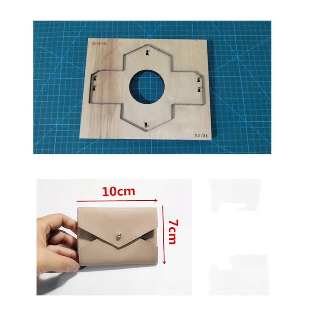 DIY handcrafted leather without sewing wallet die cutting knife metal mold excavated blade perforator 11x7 cm