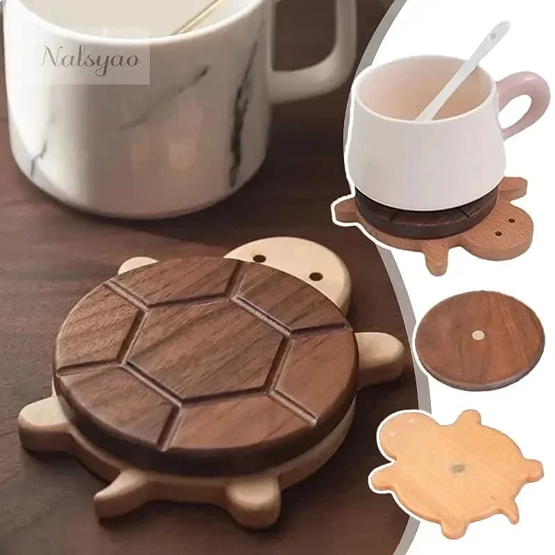 Wholesale Cute Turtle Shape Black Walnut Solid Wood Insulation Mat Kettle Tea Coaster Anti-scald Tableware Hot-selling