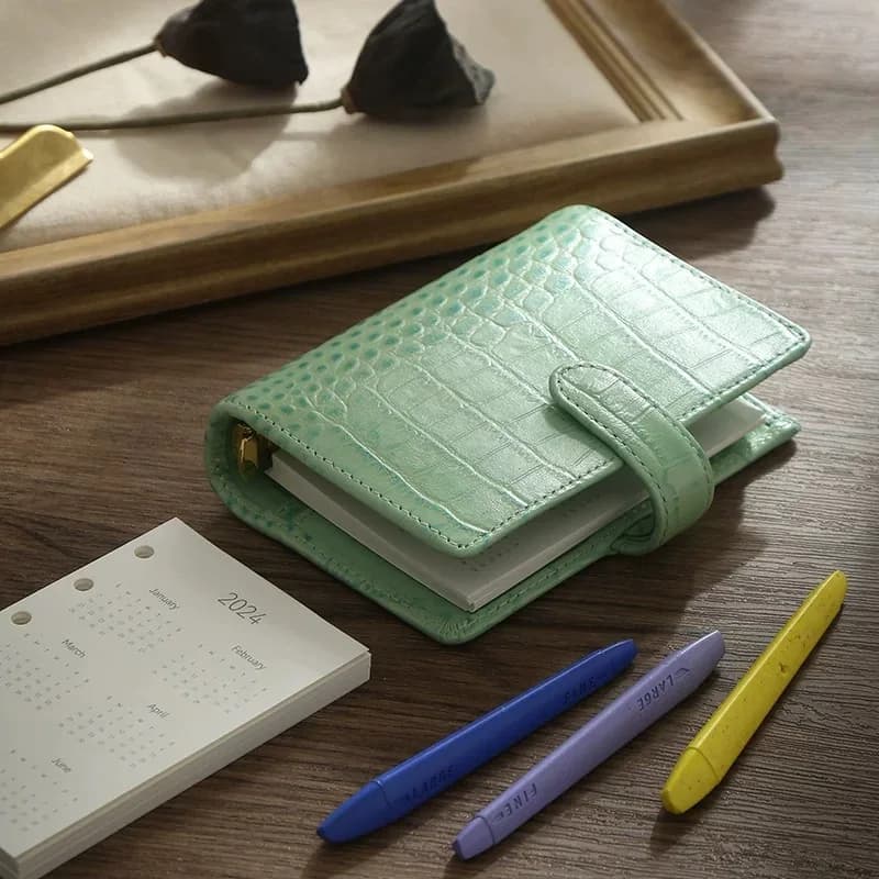 A8 M5 Mini Genuine Leather Planner 11MM Ring Planner Refil Diary Note Book Journal Sketchbook Stationery School Office Supplies