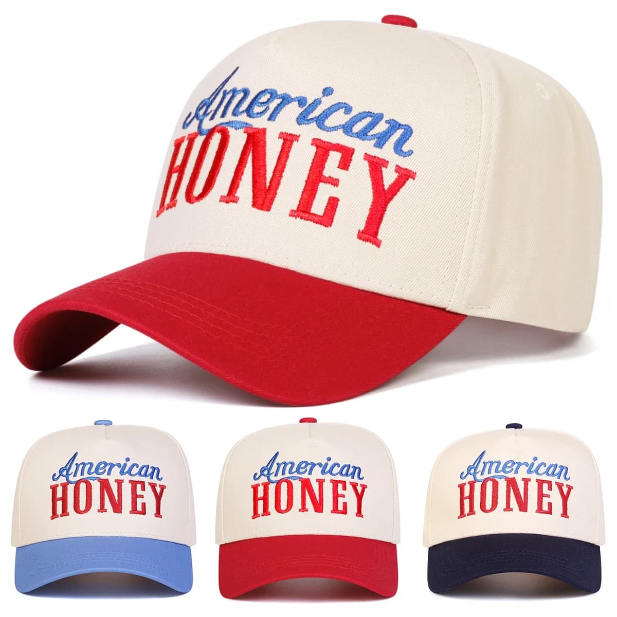 Cappellini da Baseball Unisex con Ricamo 'AMERICAN HONEY', Regolabili per Primavera e Autunno, Cappelli Casual da Esterno, Cappello Parasole, Berretto Sportivo
