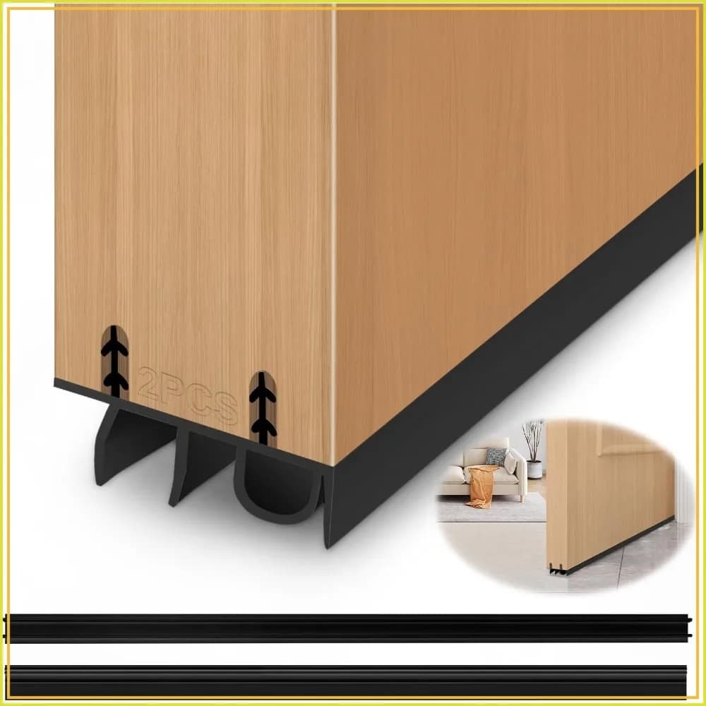 Cuttable Door Draft Stopper, Under Door Seal for Kerf/Channel Fit, Weatherstrip 39" Black