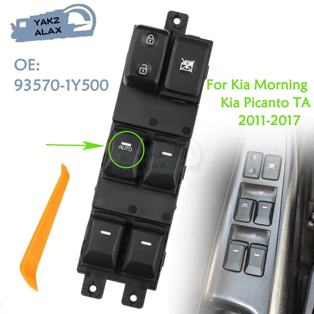Interruttore di controllo della finestra per Kia Morning Kia Picanto TA 2011 2012 2013 2014 2015 2016 2017 Pulsante regolatore in vetro 93570-1Y500