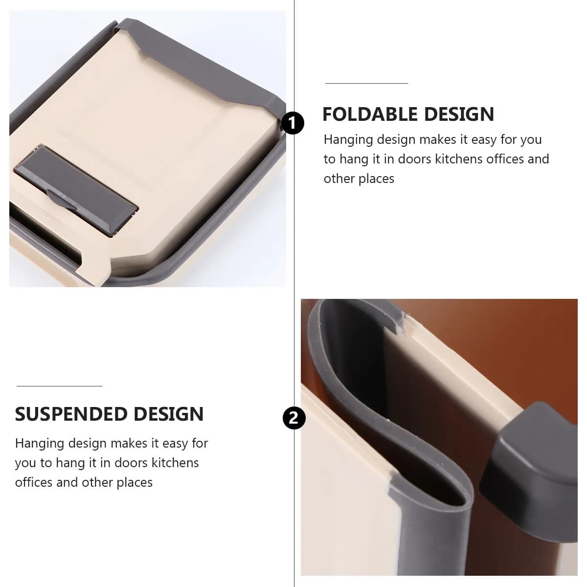 1Pcs Hanging Kitchen Garbage Bin Premium Plastic Cabinet Door Trash Storage Container Space Saving Household Waste Basket