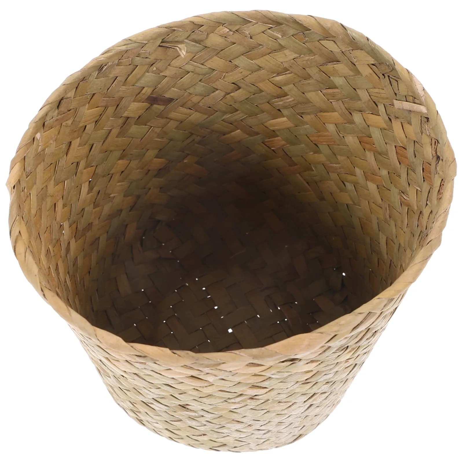 Natural Straw Woven Waste Basket Large Capacity Storage Trash Can Home Organizer Decorative Woven Laundry Basket