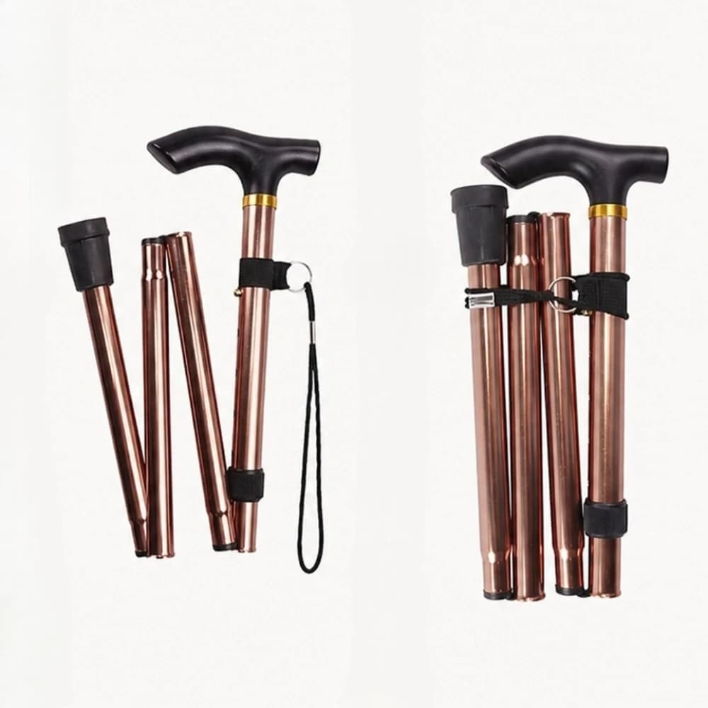 Folding Hiking Trekking Poles Cane Portable 5-Level Adjustable Height Walking Stick with Foldable Design Wrist Strap