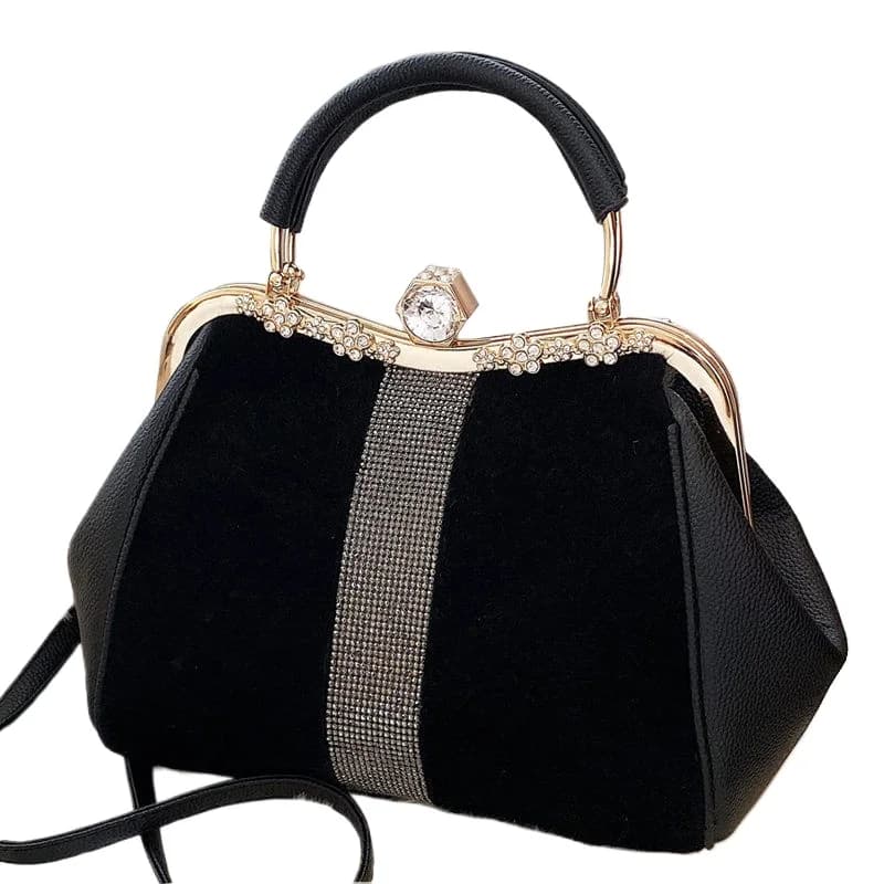Laptop Girl Bag Autumn Winter Diamond-encrusted Fur Bag Atmospheric Imitation Horse Hair Hand Shoulder Clip Big Bag Exquisite